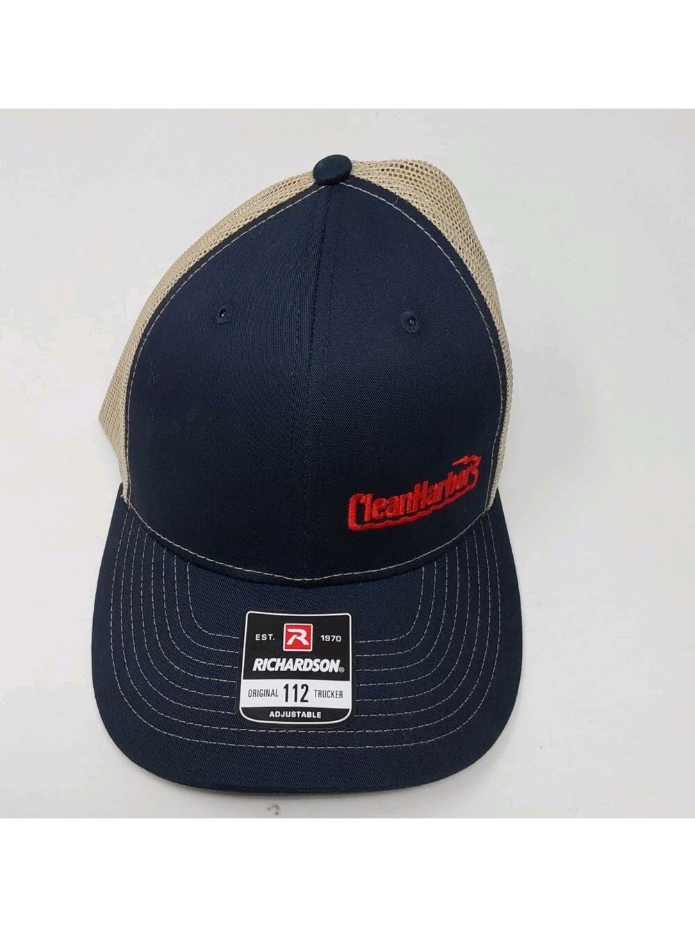 Clean Harbors Richardson 112 Trucker Hat Navy Tan Snapback Mesh Cap NWT